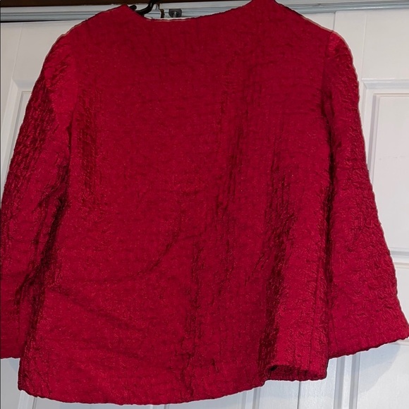 Chico's Red Blazer with Textured Fabric and Relaxed Fit - Picture 9 of 9